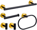 White Black Gold Stainless Steel Bathroom Hardware Set Towel Bar Toilet Paper Holder Clothes Hook Bathroom Roll Towel Rack Ring,Black and Gold