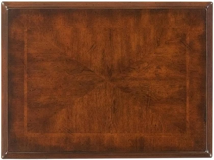 BOWERY HILL Traditional Wood Nesting Tables, Set of 3, Cherry Dark Brown Finish, Hardwood and Veneer Construction, Scalloped Apron, Curved Legs, Distressed Style for Living Room or Home Use