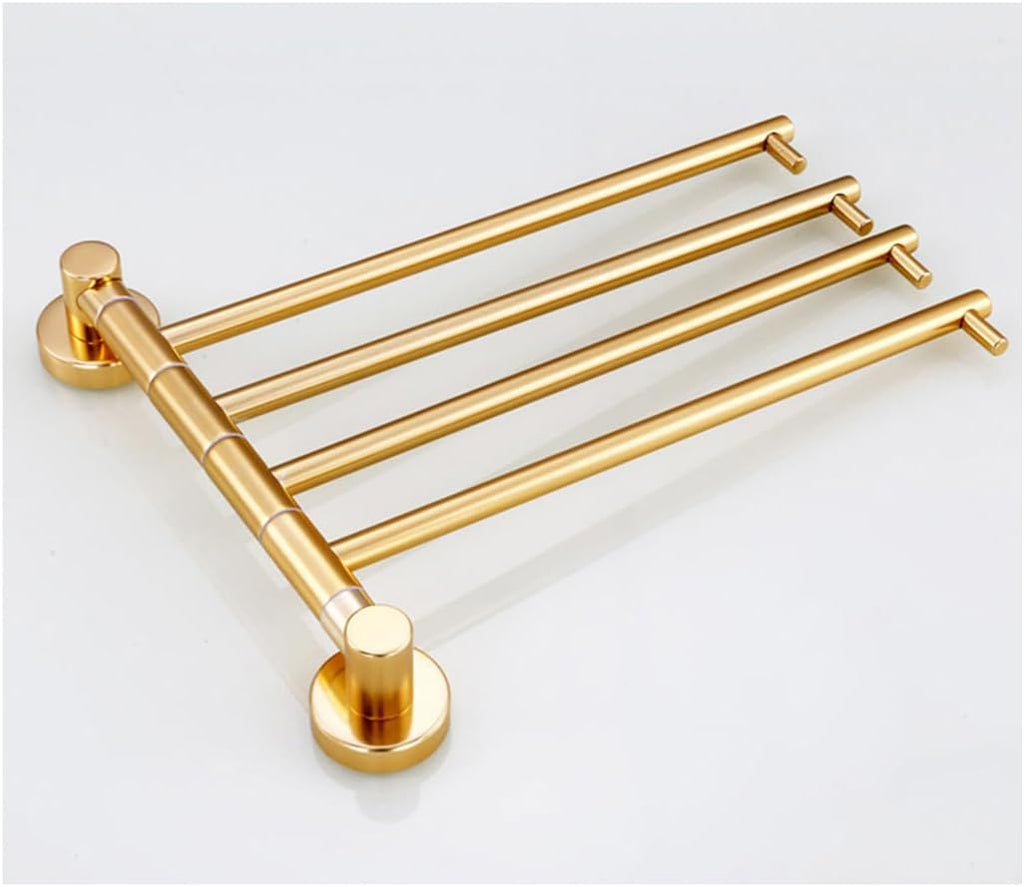 Towel Bar Vintage Swing Out Holder Wall-Mounted/Black Gold Swivel Towel Rack Hanger Organizer for Bathroom,Kitchen,Folding Arm Swivel Hanger Bathroom Stora gold-4bars