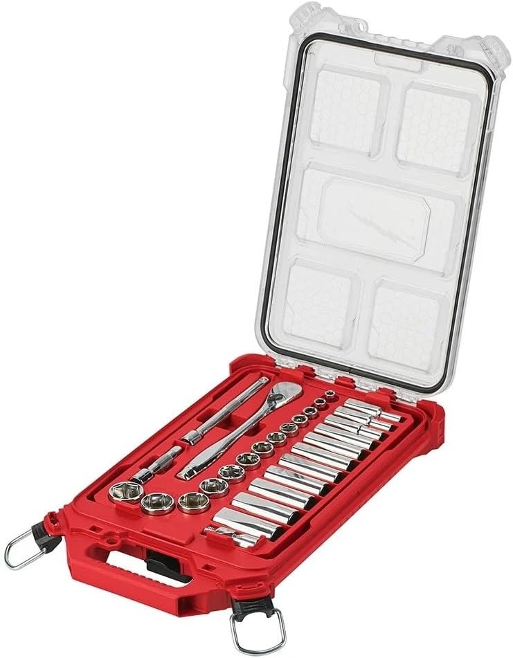 28pc 48-22-9481 for Milwaukee 3/8' Ratchet and Socket Set Length 9.73 in Height 16.38 in Width 2.52 in