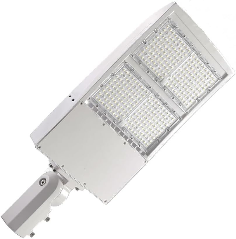 300W White High Voltage 480v LED Shoebox Area Light Parking Lot Lighting Street Lamp Type III Distribution 5000k Daylight Lighting Facts Slip Fitter/Direct Mount/Trunnion Mount Optional