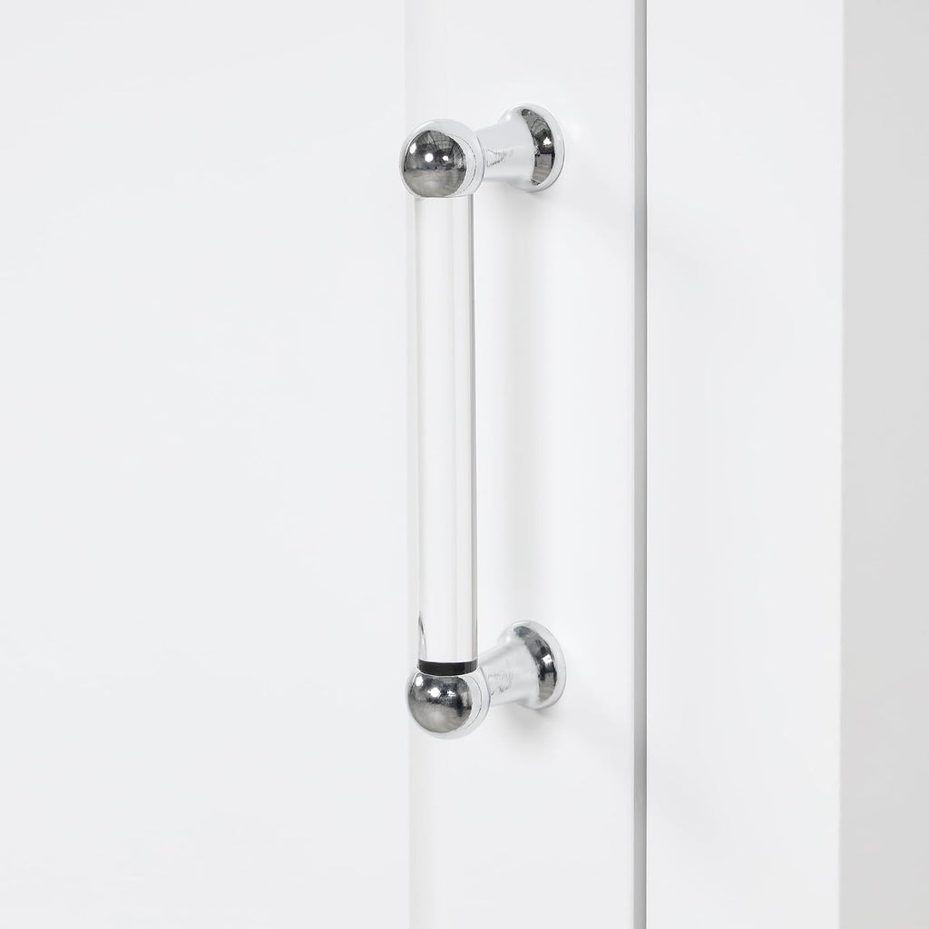 Bathroom Storage Cabinet with Adjustable Shelf, 68.4 in Tall | MDF, painted finish, adjustable shelf, enclosed storage, acrylic handles, anti-tip kit, bathroom, 20 W x 13.5 D x 68.4 H in