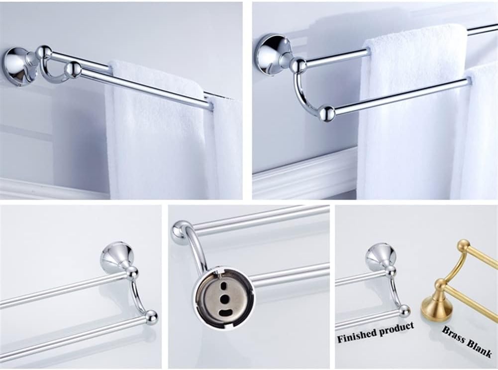 LSLYTQ Double Towel Bar, Black Brushed Chrome Antique White Gold Bronze Brass Wall Mounted Kitchen Bathroom Towel Holder Rack Rails