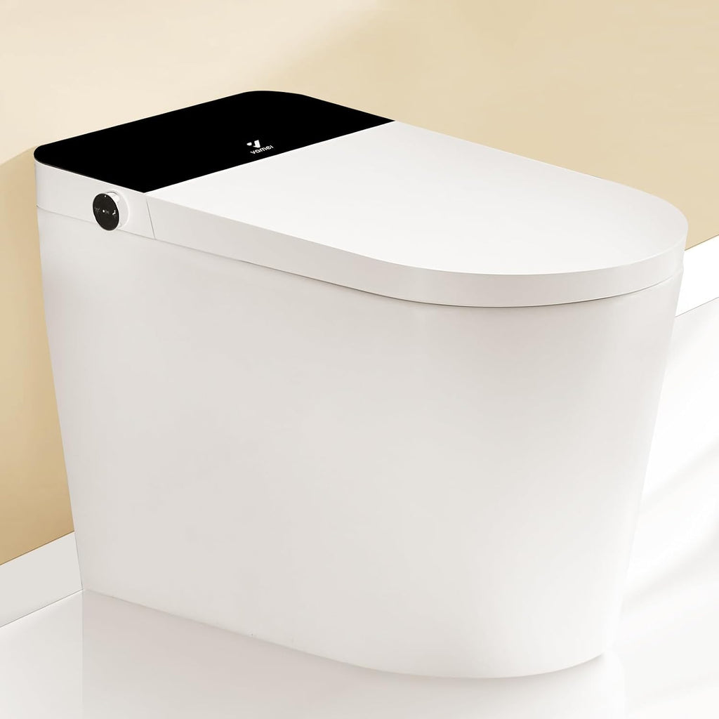 One Piece Toilet, Modern Bathroom Tankless Toilets Bowl, Updated PP Lids & Dual 1.0/1.28 GPF Foot Sensor Power Flush, 18 inch Comfort ADA Height Soft Closing Seat, 12' Rough-in, CEC Certified
