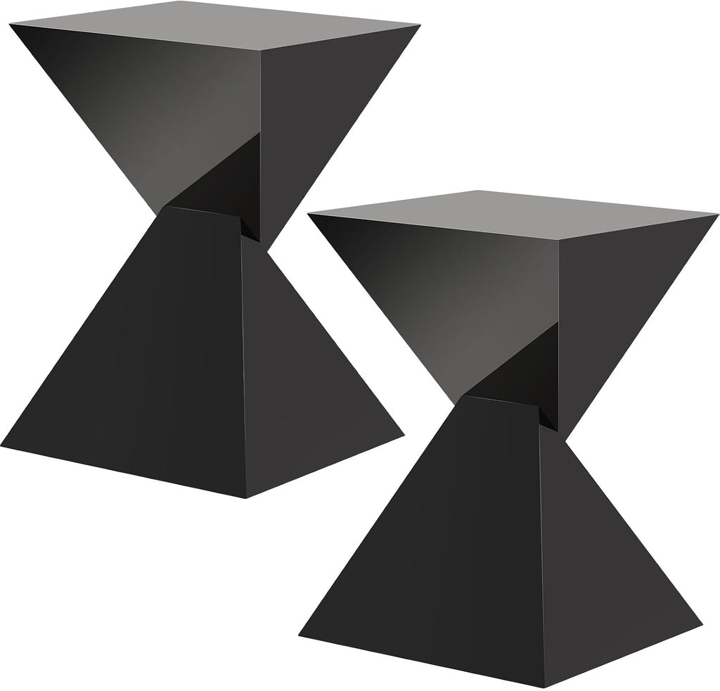 BECHAEO Black Acrylic Side Table Set of 2, Small End Tables for Small Spaces, Modern Acrylic End Tables Living Room Bedroom Nightstand with Irregular Design, Lightweight Farmhouse Outdoor Side Tables