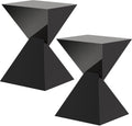 BECHAEO Black Acrylic Side Table Set of 2, Small End Tables for Small Spaces, Modern Acrylic End Tables Living Room Bedroom Nightstand with Irregular Design, Lightweight Farmhouse Outdoor Side Tables