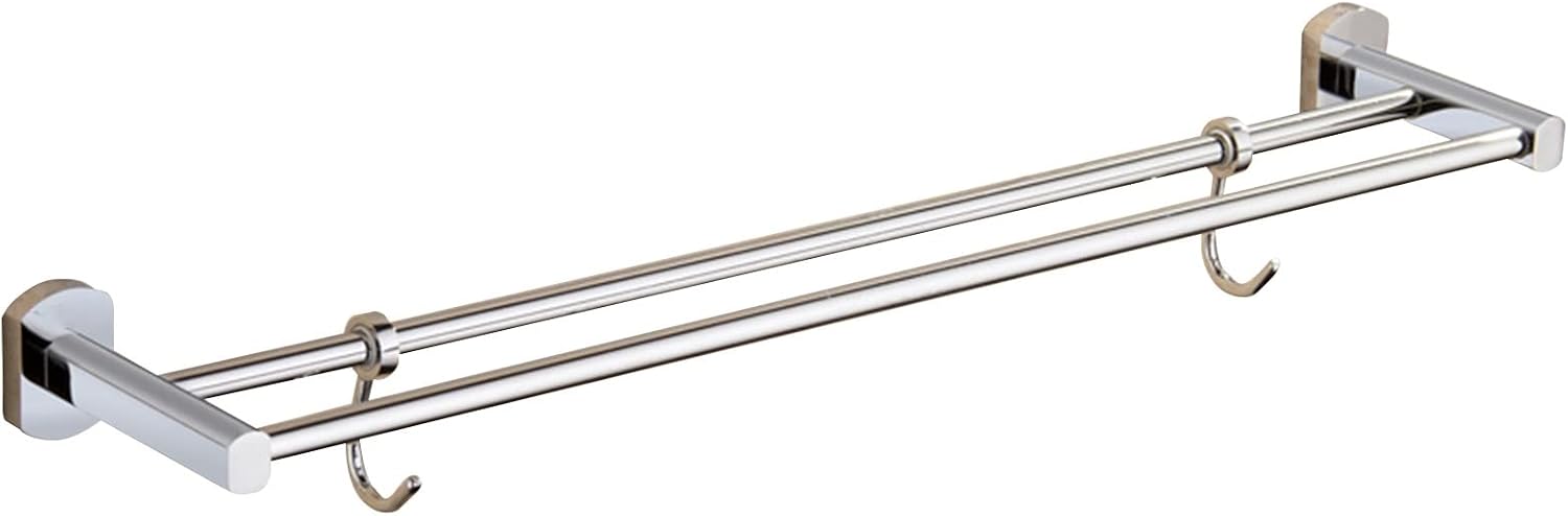 Towel Rail for Bathroom, 2-Tier Bath Towel Rack All Copper Towel Rail with Hooks Wall Mounted Towel Holder Towel Bar Rail for Kitchen Bathroom(Chrome,30cm-100cm)(SZ:70cm) (Color : Multi Colored, Siz