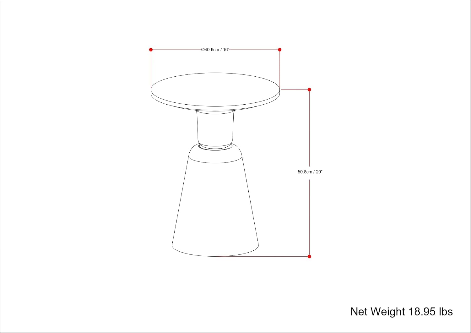 SIMPLIHOME Leyla Metal Side Table - 16 inch Wide Solid Metal Round Accent Table in Antique Brass, Modern Contemporary End Table for Living Room, Bedroom, or Office with Compact Design
