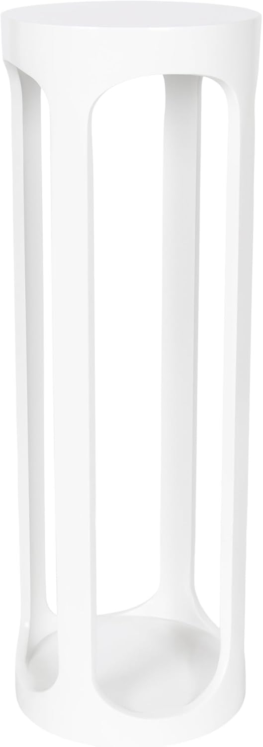 Kate and Laurel Dahl Modern Wooden Round Drink Table, 8 x 8 x 23, White, Transitional Circle Accent Pedestal Table for Living Room Plant Stand Indoors or Mini Bedroom Nightstand