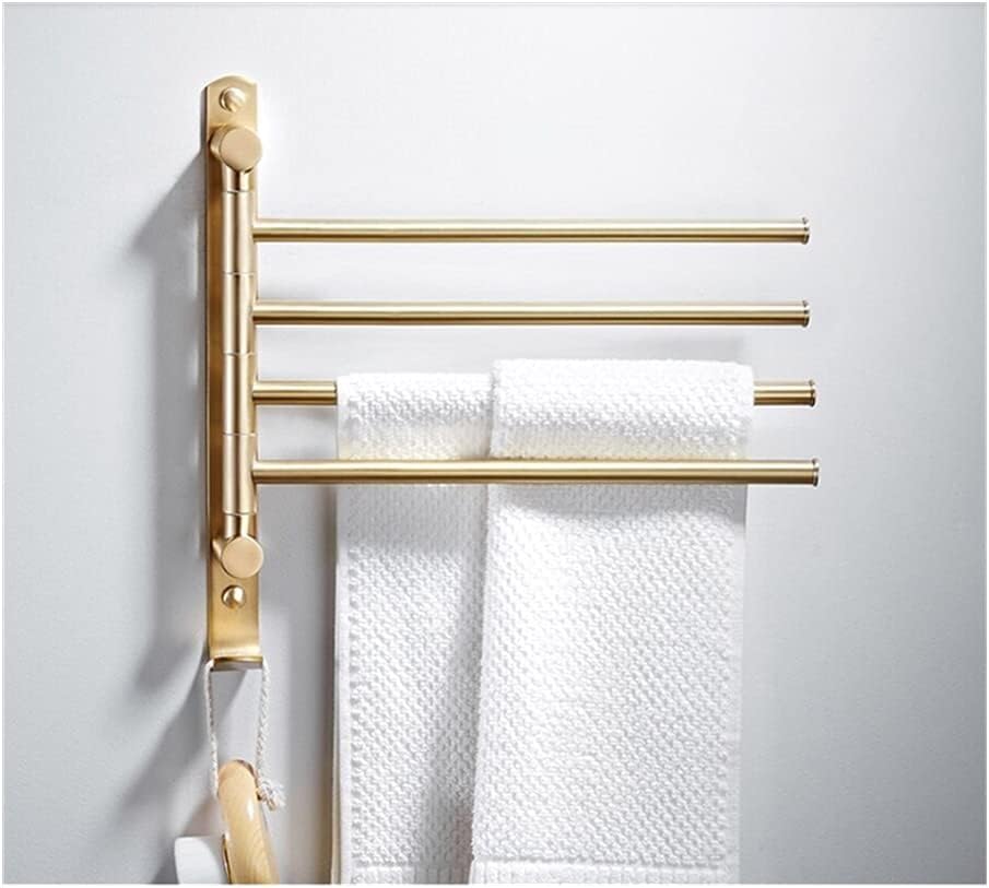 Towel Rail Rack Bath Hardware Brass Foldable Movable Rotatable Towel Bar Holder Rack Bathroom Wall Mounted 3 Bar Brushed Gold Black White Towel Bar for Bathroom