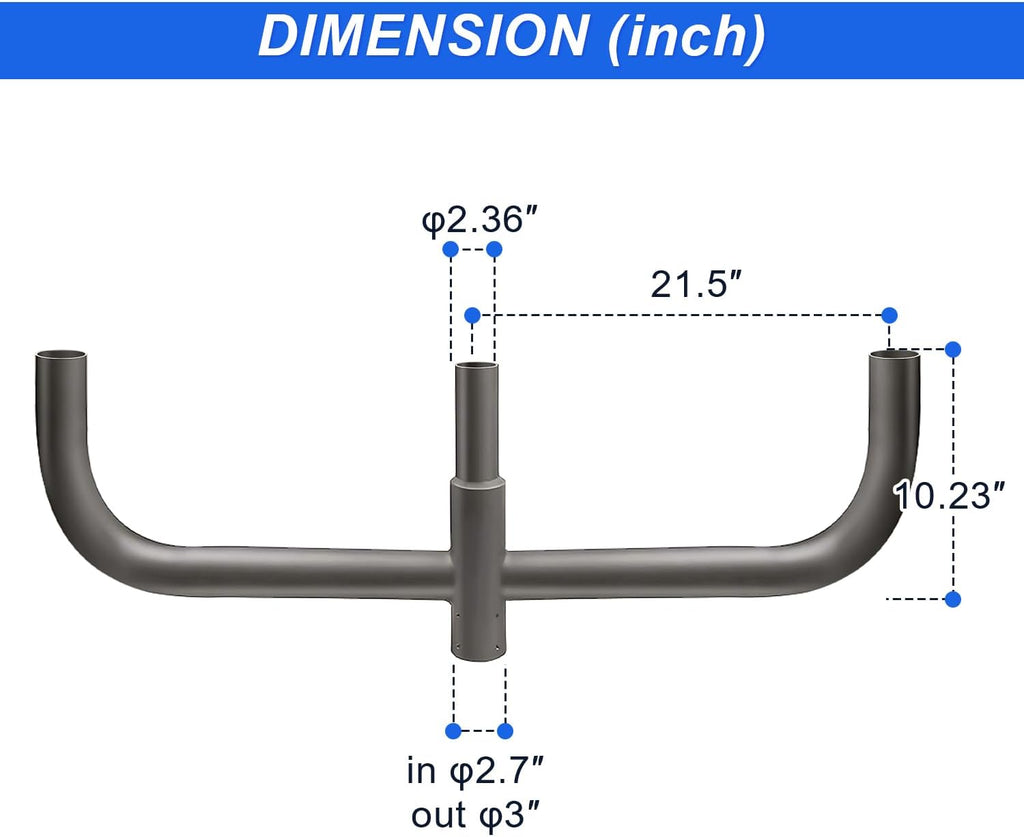 180 Degree Bullhorn Mounting Bracket Tenon, 2-3/8 Round Triple Light Pole Mount Arm Tenon Adaptor for 3 Slip Fitter Lights Led Parking Lot Light, Outdoor Shoebox Street Lighting, Dark Bronze