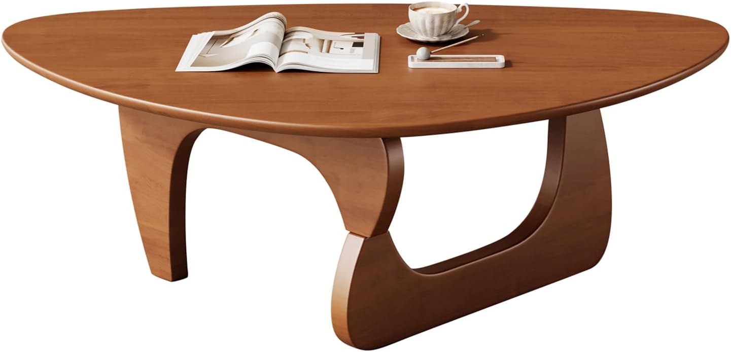 Mid Century Modern Coffee Table - Walnut Wooden Coffee Table for Living Room,Center Table Suitable for Bedroom Living Room Reception Office Tables (Walnut, Large 45 * 29 * 16in)