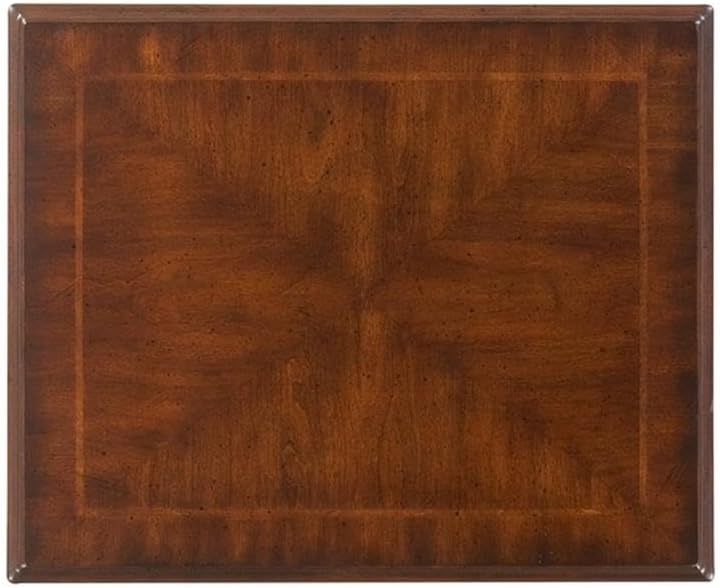 BOWERY HILL Traditional Wood Nesting Tables, Set of 3, Cherry Dark Brown Finish, Hardwood and Veneer Construction, Scalloped Apron, Curved Legs, Distressed Style for Living Room or Home Use