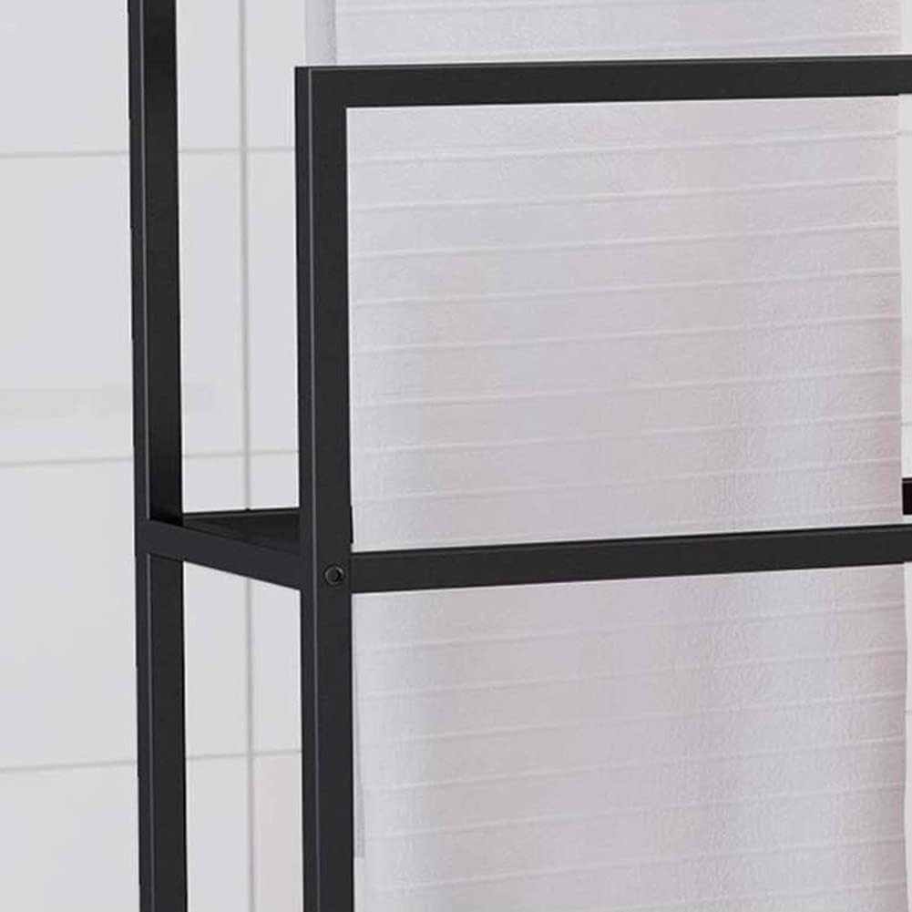 Exquisite Bathroom Shelves Beach Towel Drying Rack Freestanding Outdoor Towel Holder Stand with Bottom Storage Shelf and 4 Bars, Metal Towel Ladder Rack for Bathroom, Kitchen, Washroom
