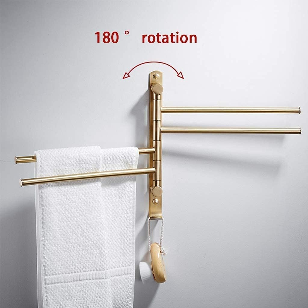 Towel Rack Brushed Rotatable Towel Rack with 4 Bars Bathroom Waterproof Towel Bar Wall Mounted for Storage of Washcloths Bathroom Towel Rack(A)
