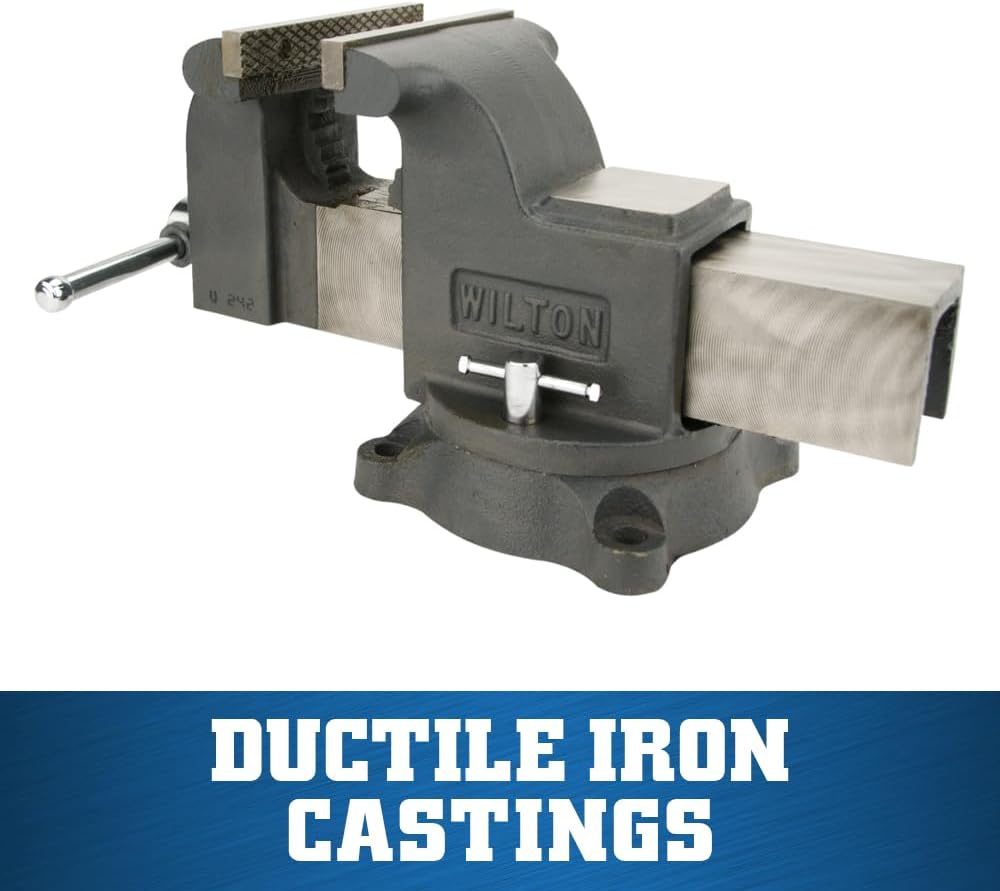 Wilton Shop Bench Vise, 8' Jaw Width, 8' Max Jaw Opening, 4' Throat (Model WS8), gray