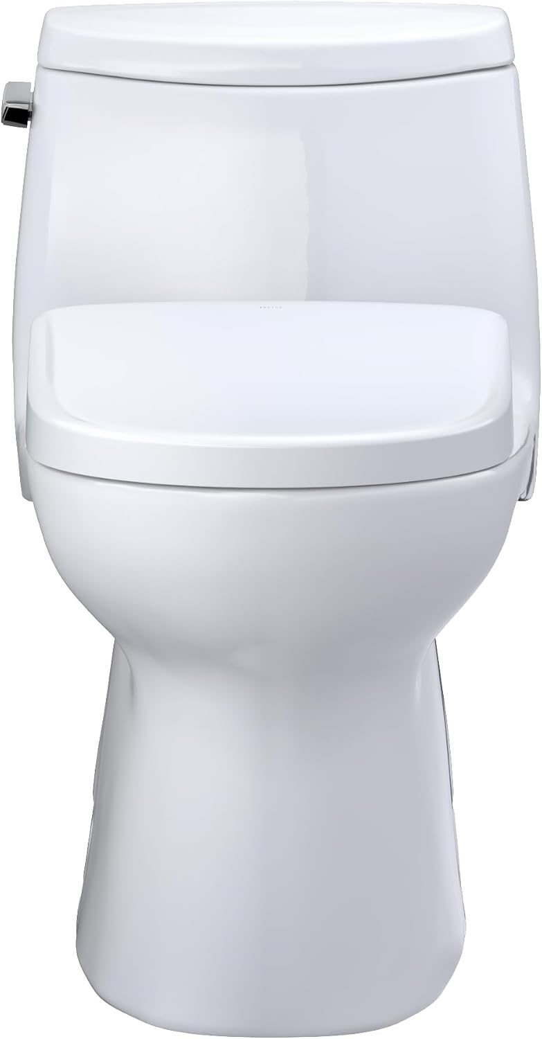 TOTO® WASHLET®+ Carlyle® II One-Piece Elongated 1.28 GPF Toilet with Auto Flush WASHLET®+ S7 Contemporary Bidet Seat, Cotton White - MW6144726CEFGA#01