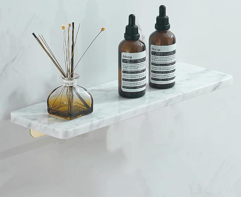 Marble Paper Towel Holder, Towel Rod, Wall Mounted Toilet Paper Holder, Shelf, white-50 Long Shelf