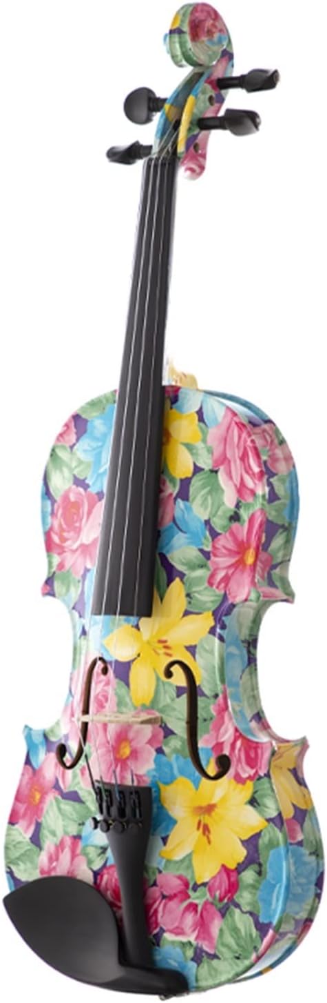 TSTS Flower Pattern 4/4 Full Size Solid Wood Acoustic Violin Musical Instruments with Case and Bow Adults Violins