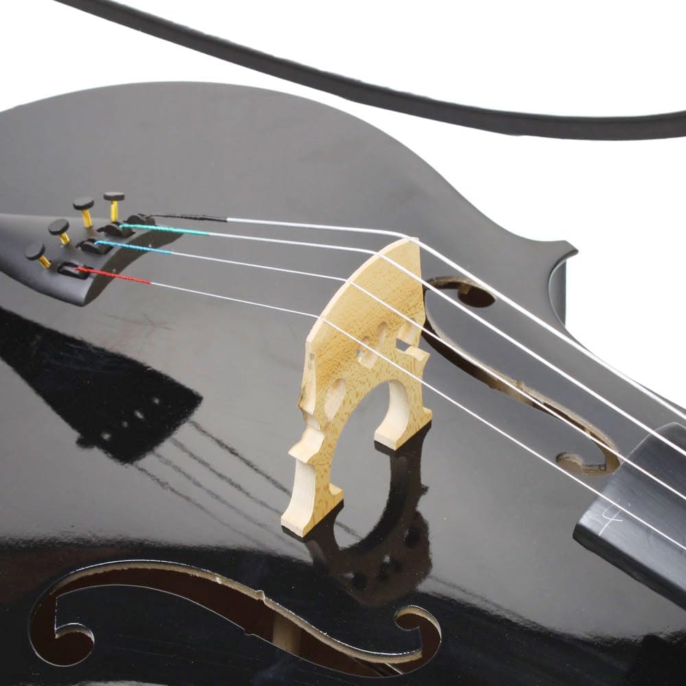 Full Size Cello Kit, Acoustic Cello Instrument for Adults,Beginners,Students,Complete Cello 4/4 Set with Portable Bag, Bow, Rosin (Black)