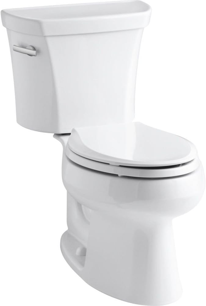 Kohler KOH3998-T-0 1.28 GPF Two-Piece Elongated Toilet with 12' Rough In and Tank Locks from the Wellworth Collection White