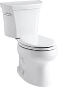 Kohler KOH3998-T-0 1.28 GPF Two-Piece Elongated Toilet with 12' Rough In and Tank Locks from the Wellworth Collection White