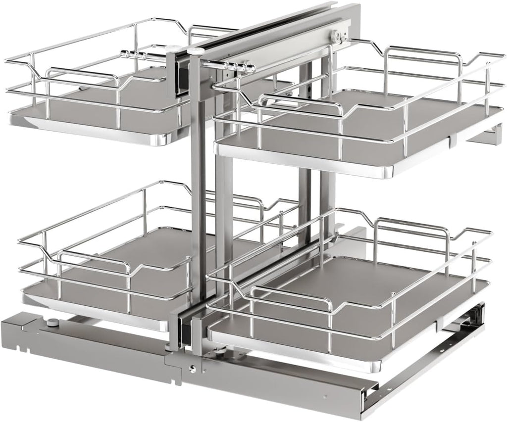 Rev-A-Shelf Gray Two-Tier Elite Optimizer w/Soft-Close for 15' Blind Corner Cabinet Openings