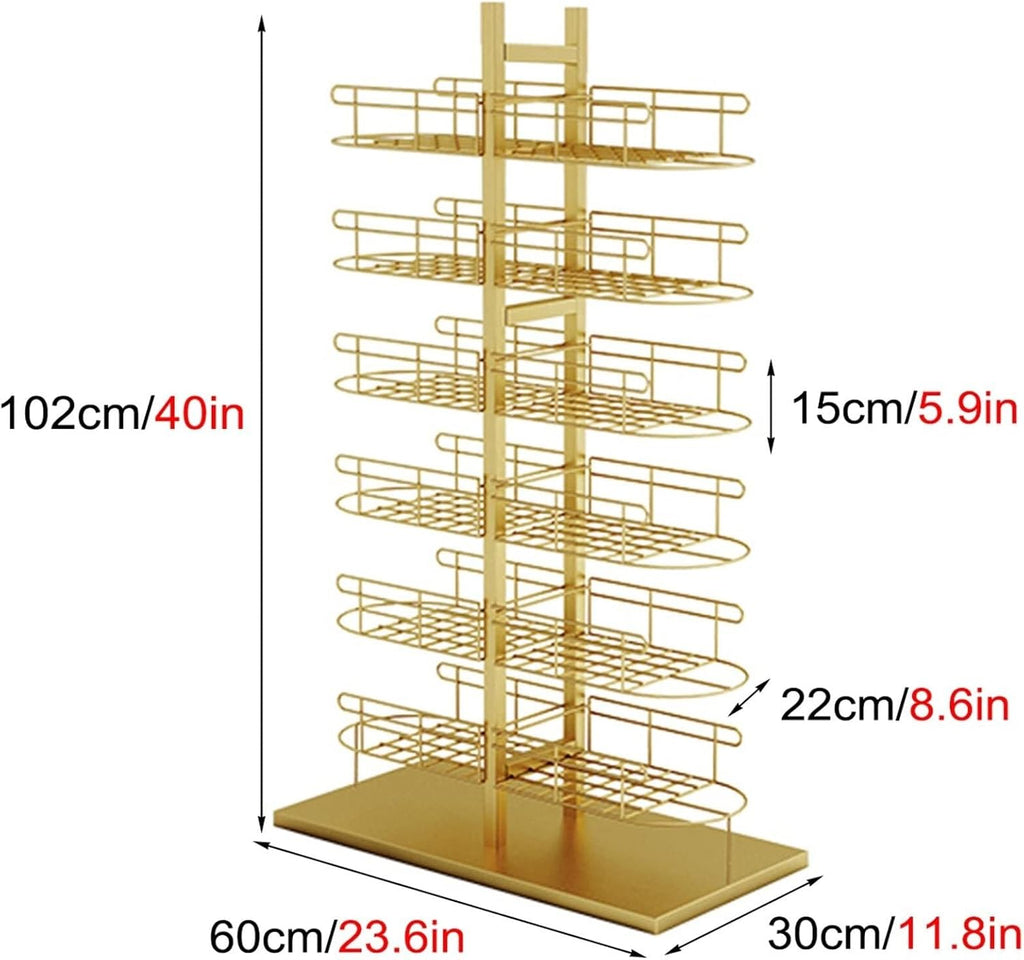 Large Multi-Layer Hat Rack Stand For Baseball Caps/Cowboy Hats/Full Brim Hats, Standing Retail Display(Gold,60x30x102cm)
