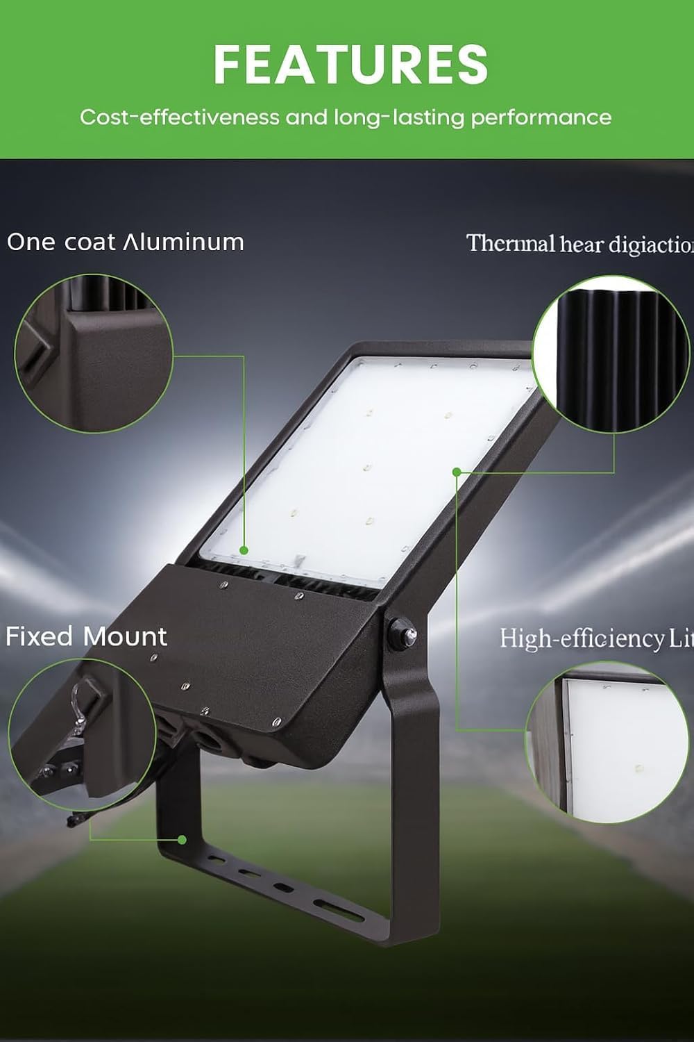 300W LED Flood Light Outdoor with Photocell, 43,500 Lumens, Waterproof Street & Area Lighting Fixture