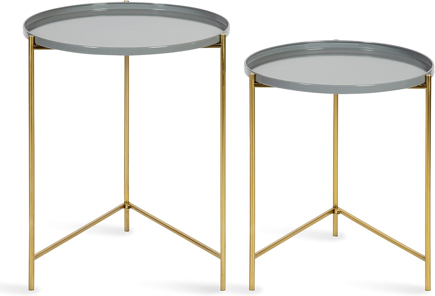 Kate and Laurel Ulani Modern Nesting Side Table, Set of 2, Gray and Gold, Sophisticated Glam End Tables for Storage and Display