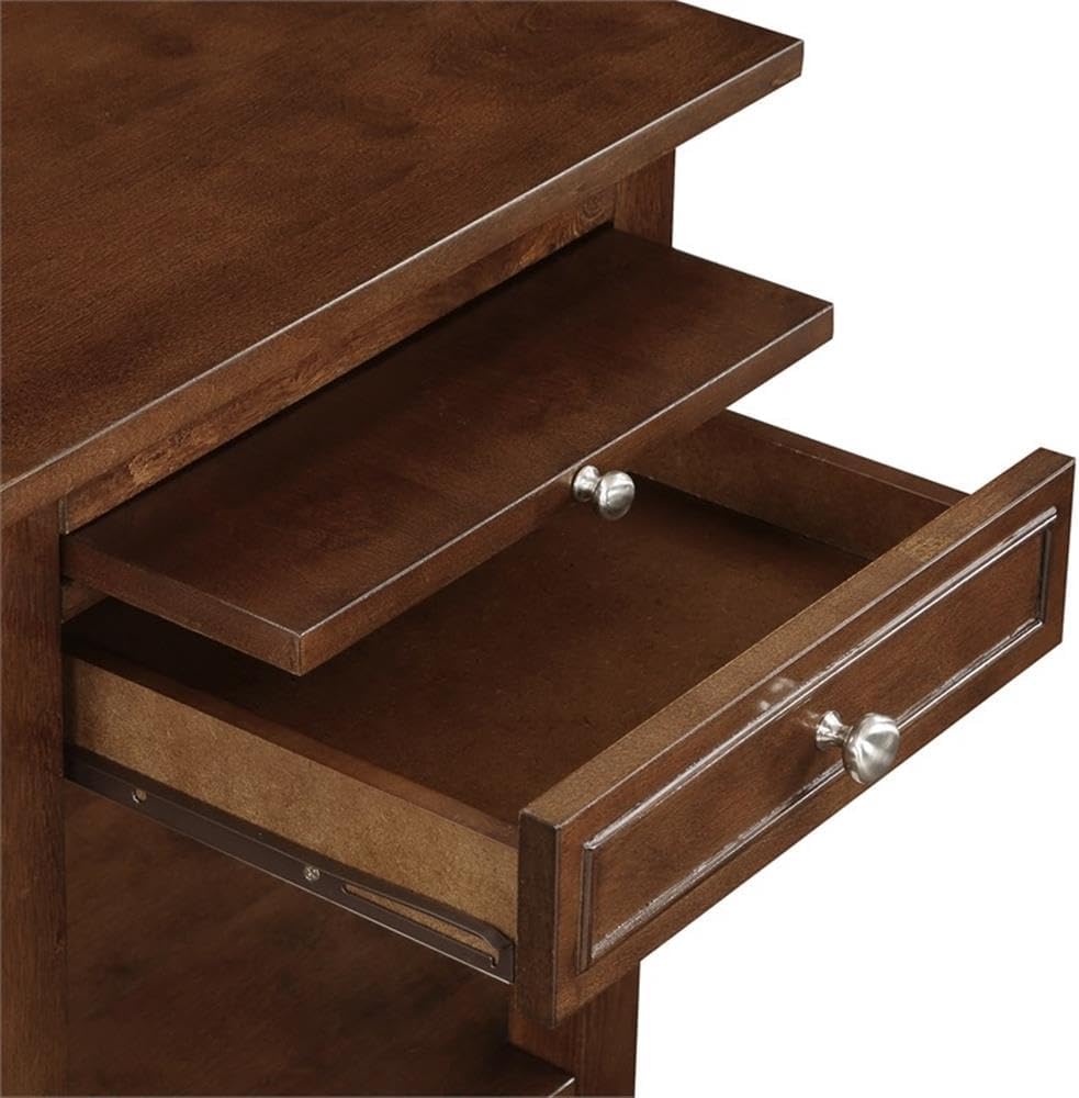 Convenience Concepts American Heritage Logan End Table with USB Ports & AC Outlet 18' - Square Living Room Side Table with Storage Drawer & Pull-Out Shelf, Bedroom Nightstand with Charging, Espresso