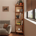 Corner Shelf Bookshelf 5-Tier, Multi-Tier Corner Shelves, Rattan Wall Shelf Display Stand, Wall Corner Bookshelf Multi Unit Organizer Rack with Legs for Living Room Decor, Small Space