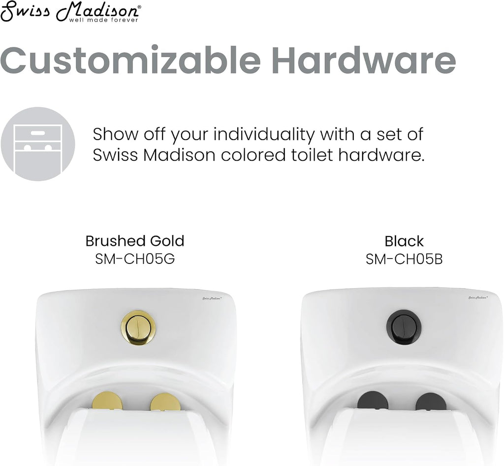 Chateau One Piece Elongated Toilet Dual Flush, Black Hardware 1.1/1.6 gpf