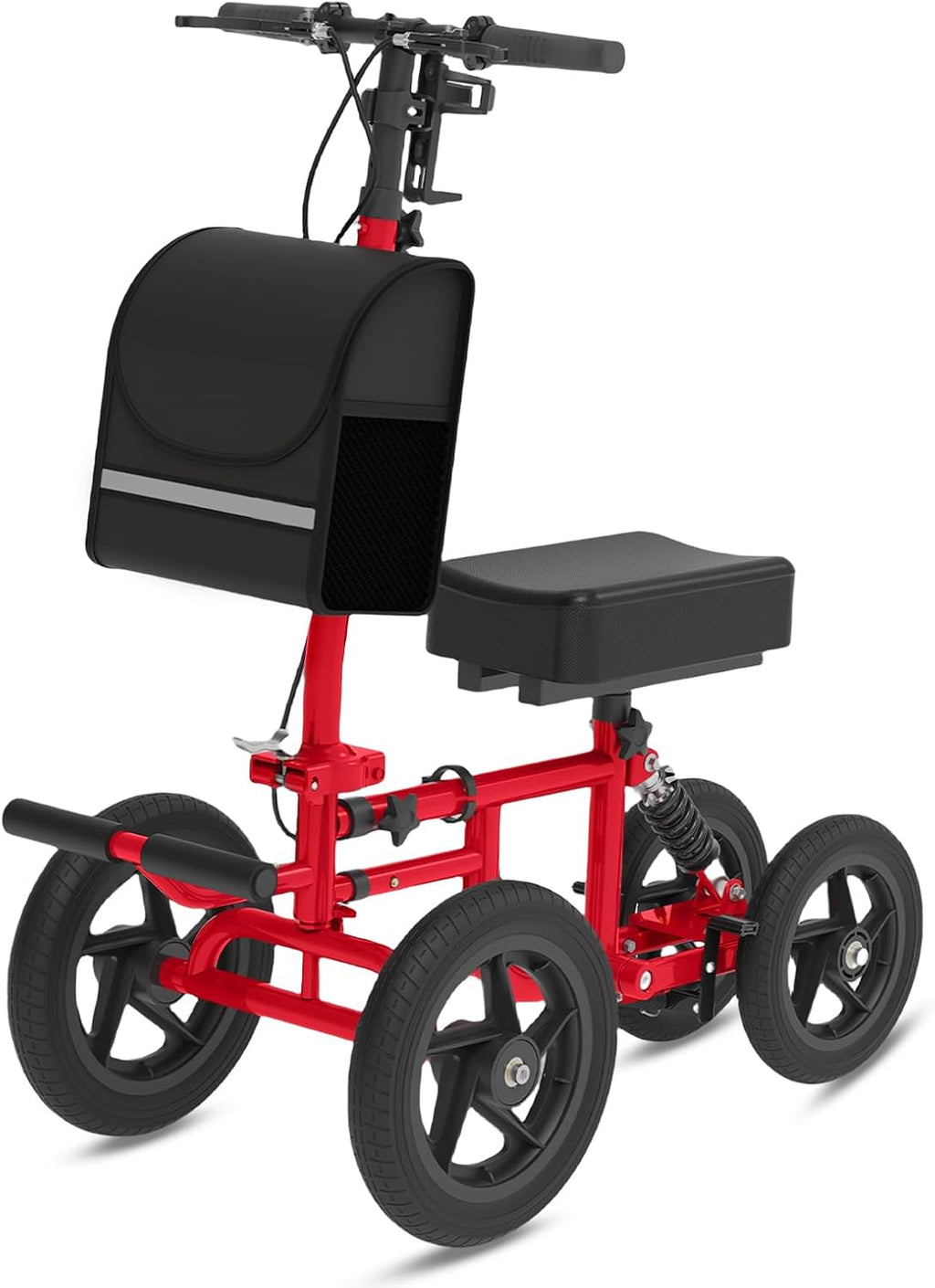 All Terrain Knee Scooter for Adults, Foldable Rolling Knee Scooter with DIY Stickers & Shock Absorber, Steerable Knee Walker for Broken Foot, Ankle Injuries & Surgery, Better Crutch Alternative