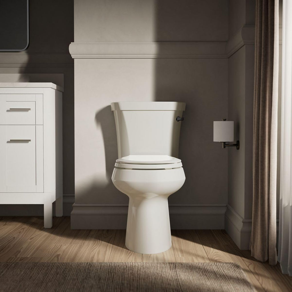 Kohler K-5481-RA-96 Highline Comfort Height Two-Piece Round-Front 1.28 gpf Toilet with Class Five Flush Technology and Right-Hand Trip Lever Biscuit