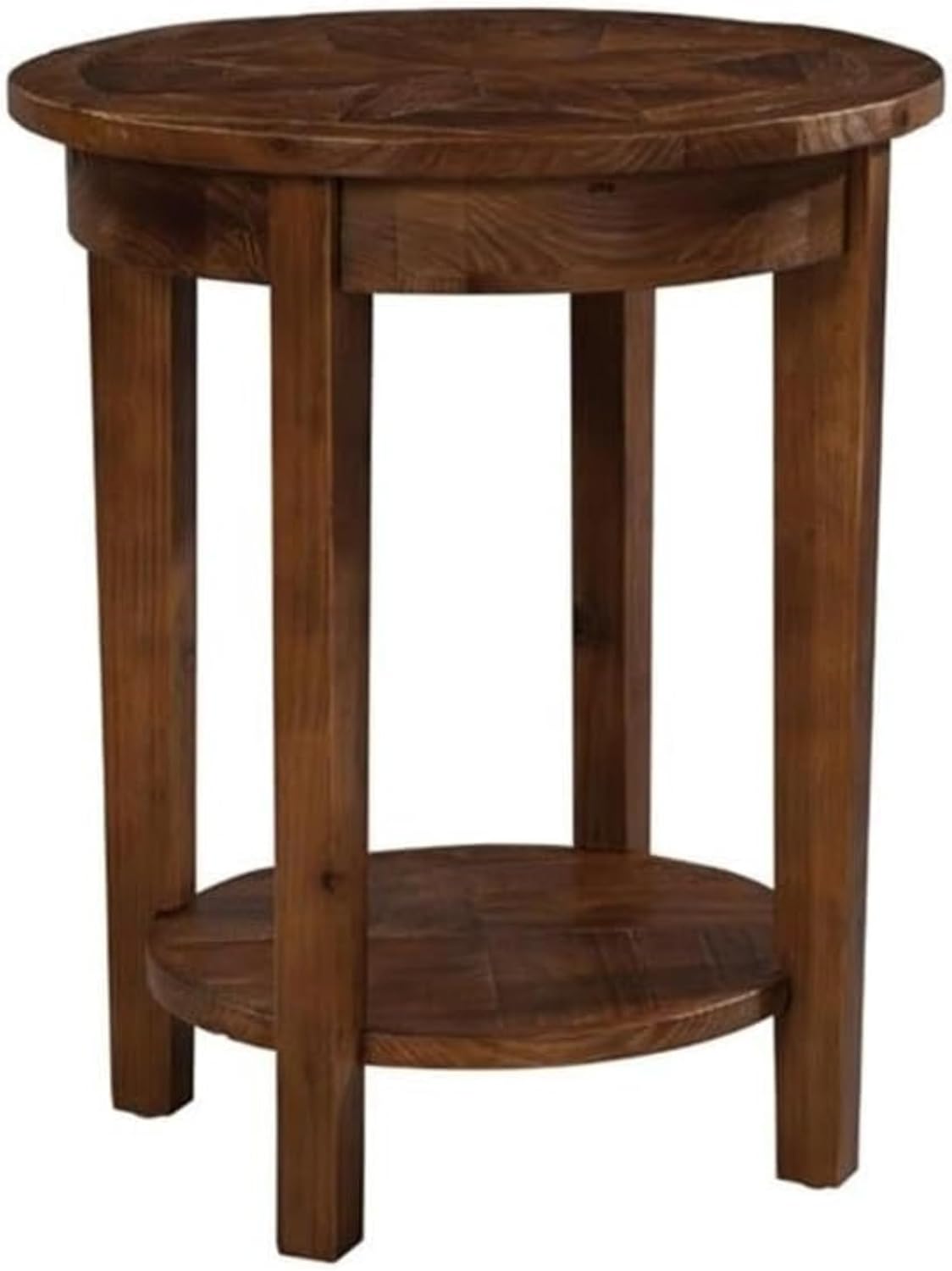 Alaterre Furniture Revive 20 Inch Round End Table with Bottom Shelf for Storage, and Unique Wood Characters - Modern Rustic Living Room Furniture