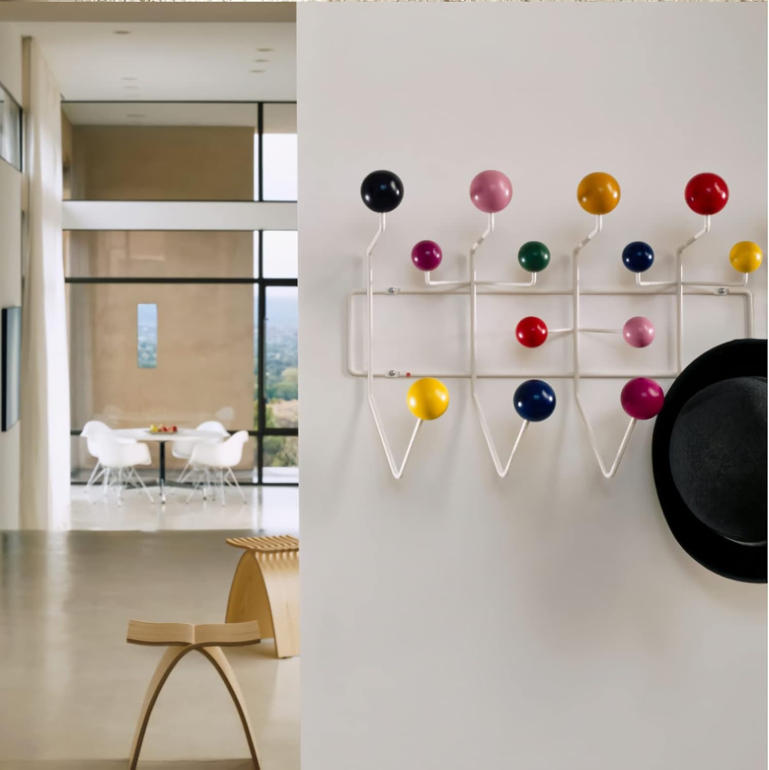 SHISEDECO Classic Hang it All Coat Rack, Mid Century Modern Wall Mounted Hooks with Painted Solid Wooden Balls, Decorative Creative Fashion Wood Hanger for Home, Bedroom (Multicolor)