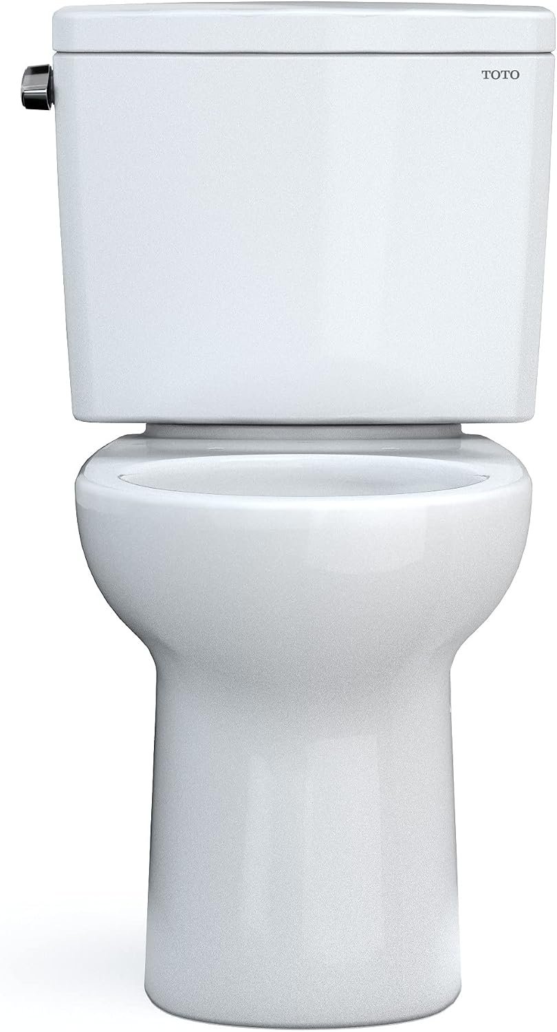 TOTO Drake Two-Piece Round 1.28 GPF Universal Height TORNADO FLUSH Toilet with CEFIONTECT, Cotton White - CST775CEFG#01