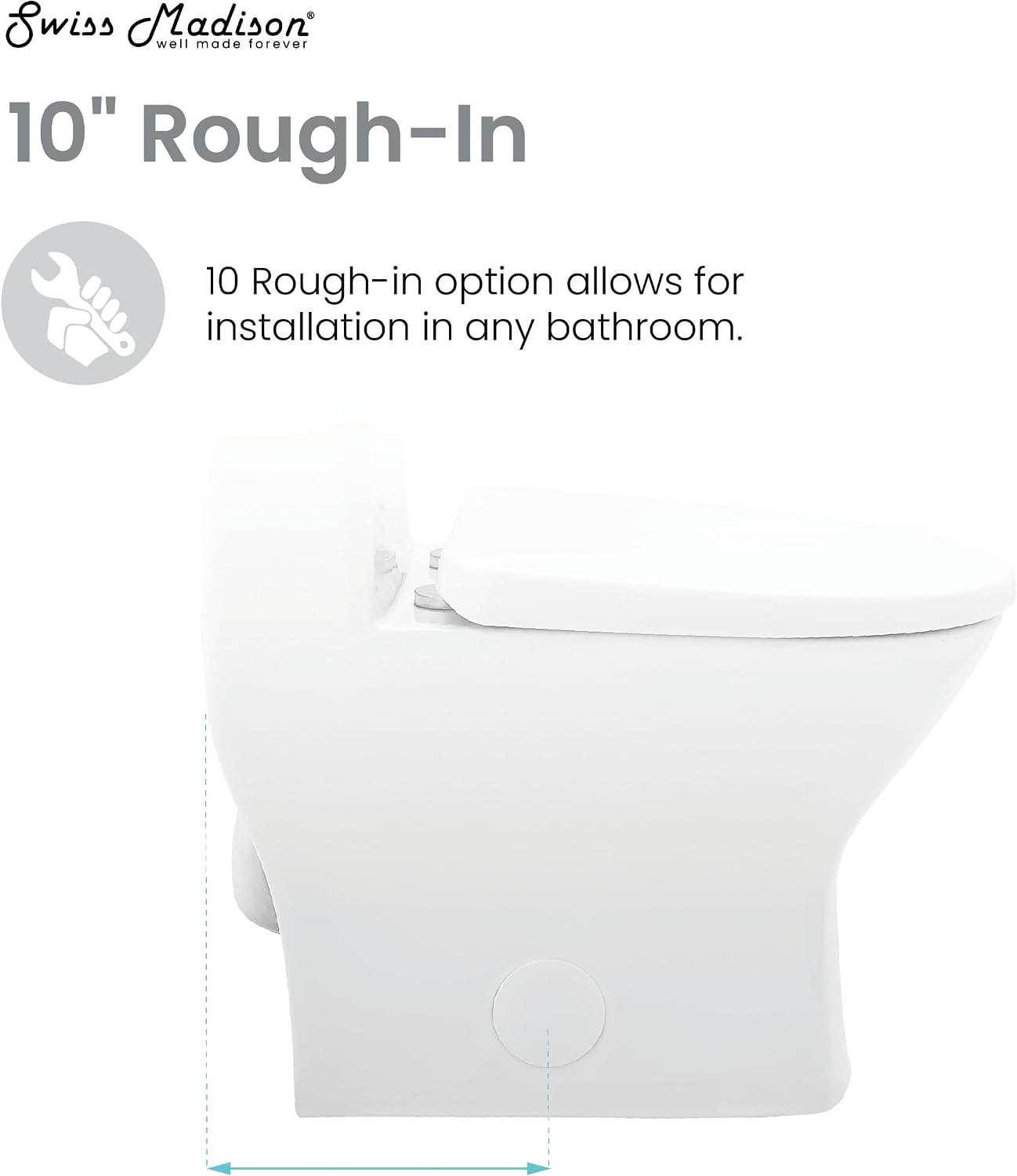 Sublime II One-Piece 10' Rough-in 1.1/1.6 GPF Dual Top Flush Round Compact Toilet in Glossy White