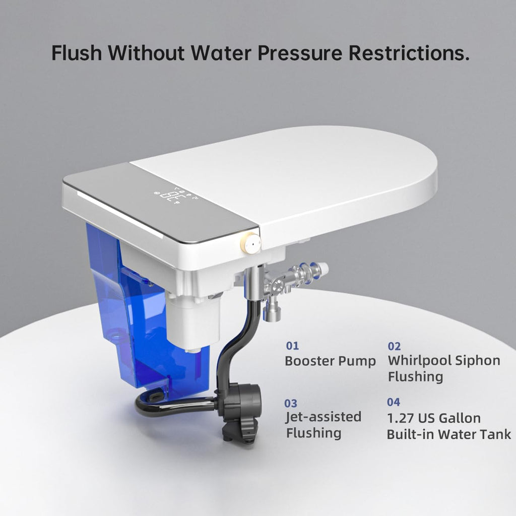 Anwick Smart Toilet with Bidet Built-In | Automatic Toilet Foot Sensor Flush | Elongated One Piece Toilet W/Foam Shield & Self-Cleaning | Bidet Toilet W/Heated Seat, Warm Water & Remote Control (1)