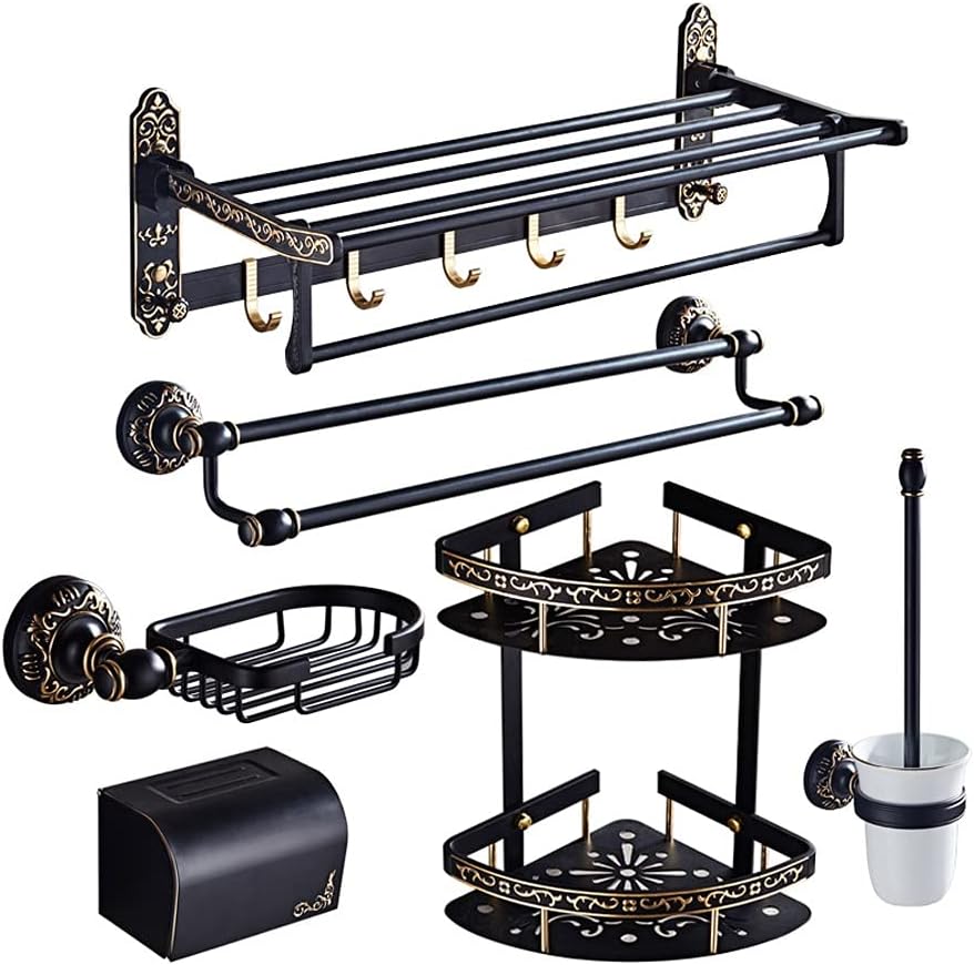 Bathroom Towel Rack Towel Rack Space Aluminum Black Gold Bathroom Pendant Towel Bar Toilet Rack Set