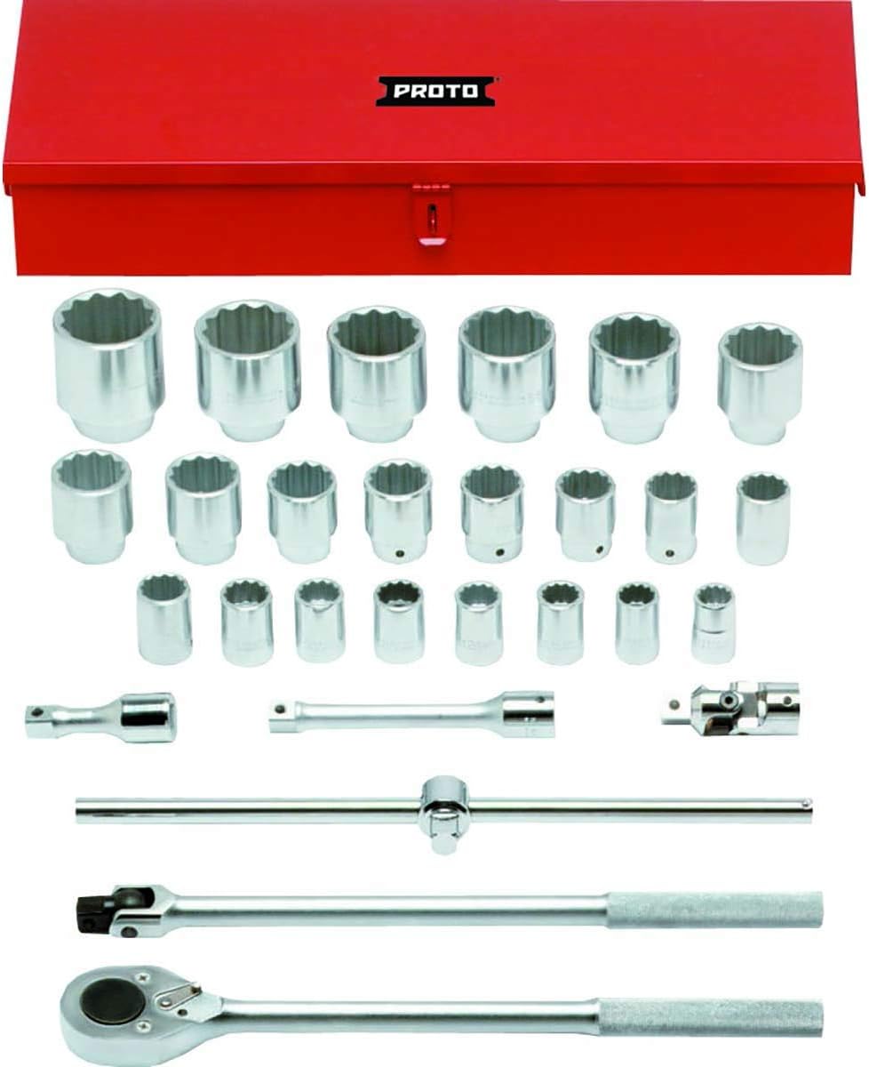 Stanley Proto J55202 3/4-Inch Drive Metric Socket, Set, 12 Point, 28-Piece