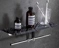 Marble Paper Towel Holder, Towel Rail, Wall Mounted Toilet Paper Holder, Shelf, black-50 Long Shelf with bar