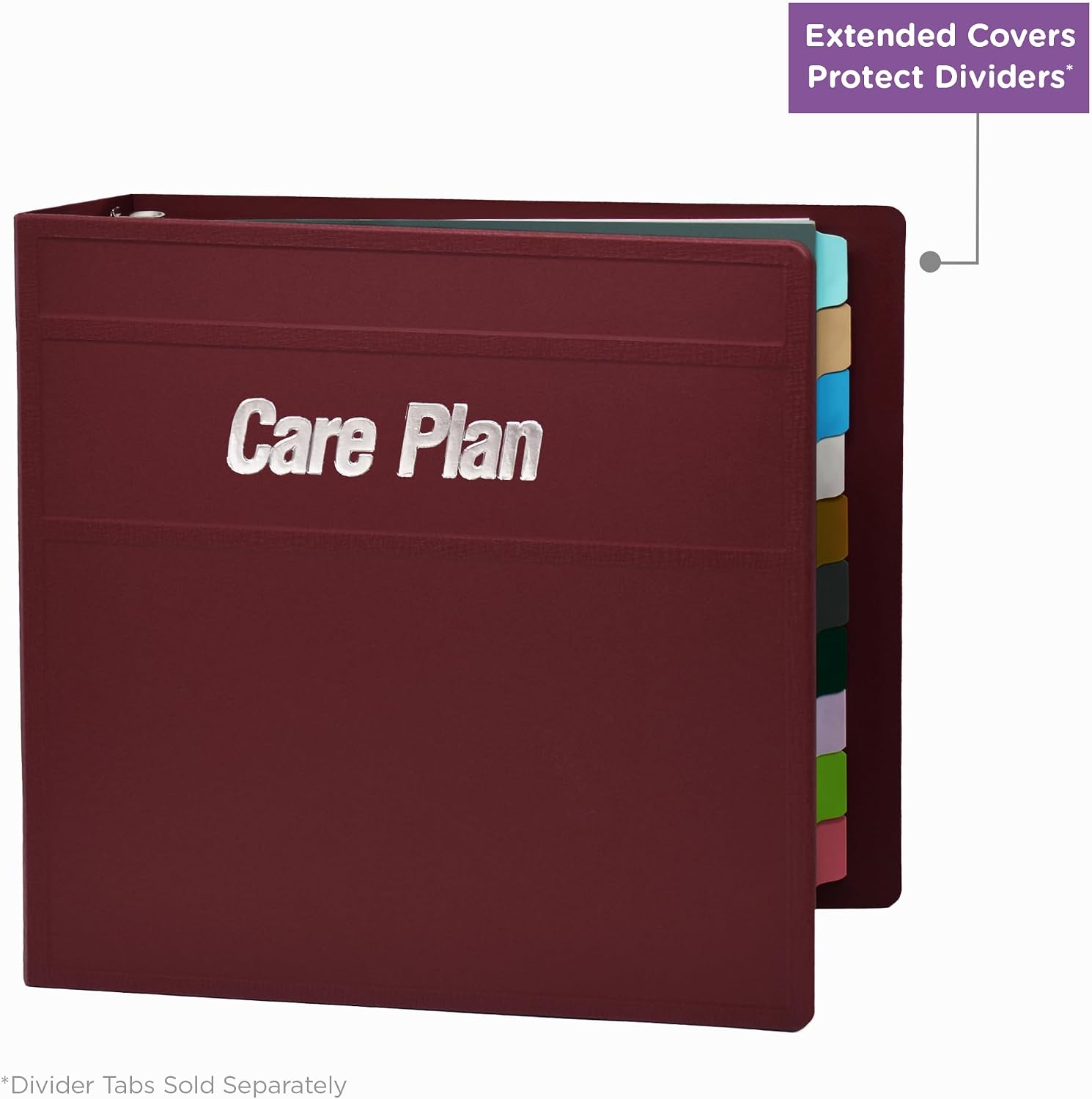 Carstens 4-Inch Heavy Duty Round Ring Binder for Medical Care Plans – Side Opening, Wine, Case of 10, Durable Plastic, No Pockets, Holds 600 Sheets, Made in USA (1874-3RCS)