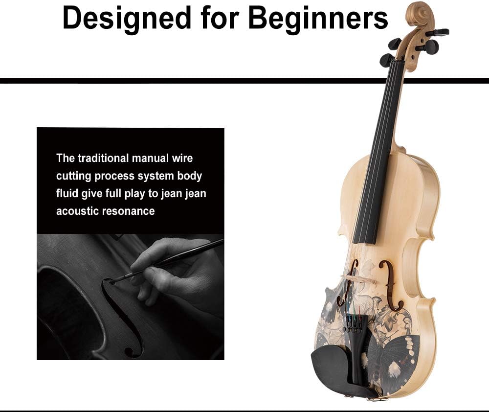 Aliyes Distinctive Artistic Violin Set Designed for Beginners/Students/adults with Hard Case,Bow,Extra Strings (4/4/Full-size)