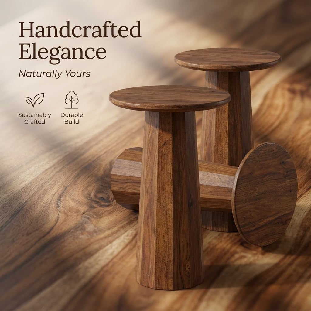 Relso Enteka Solid Mango Wood End Table – 24' Tall Accent Side Table with Walnut Finish | Handcrafted Coffee Table, No Assembly Required | Perfect for Modern Living Rooms, Farmhouses, Small Spaces