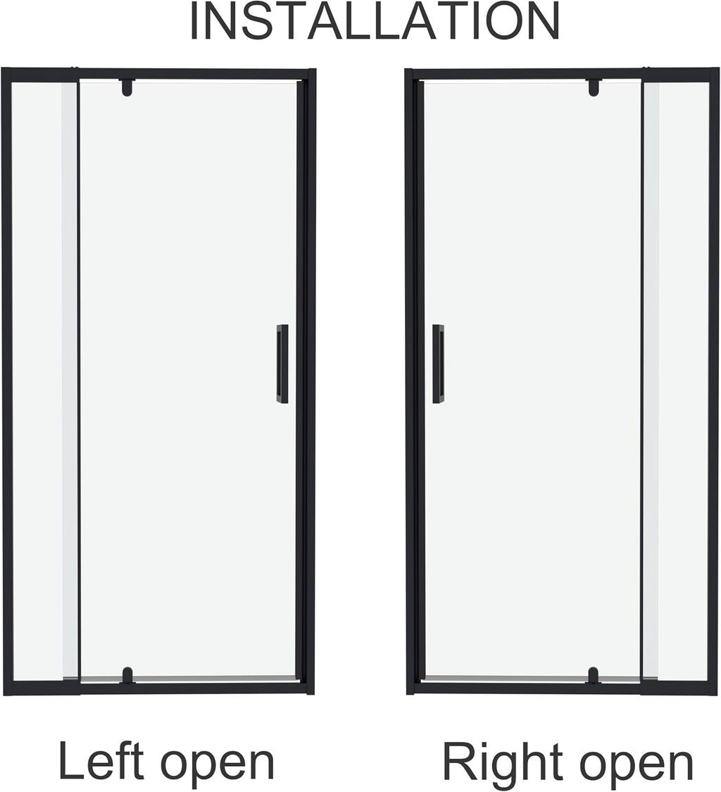 TOOLKISS 32 in. to 36 in. W x 72 in. H Pivot Swing Framed Shower Door in Matte Black with Clear Glass