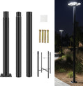 10ft Outdoor Street Light Pole, 3-Inch OD Heavy Duty Galvanized Steel Lamp Post, Ground Mount Light Pole with 0.2' Thick Flange Base, Hardware for Concrete & Soil Included, Black