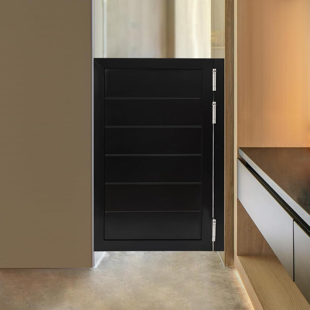 Swinging Cafe Door,Pine Wood Saloon Door Includes Hinges, Single Half Doors for Kitchen Shop Entrance Partition Pub(Black,23.6x35.4in)