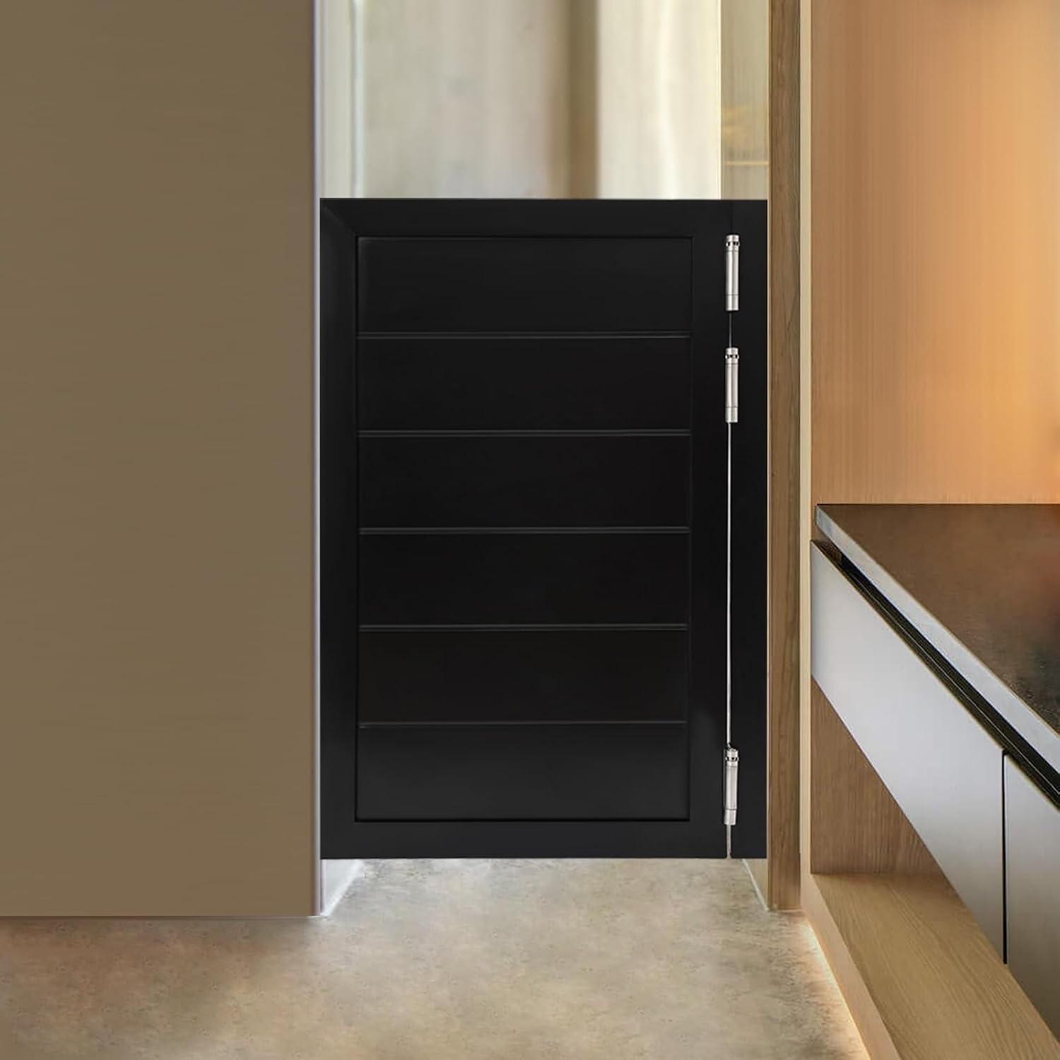 Swinging Cafe Door,Pine Wood Saloon Door Includes Hinges, Single Half Doors for Kitchen Shop Entrance Partition Pub(Black,23.6x35.4in)